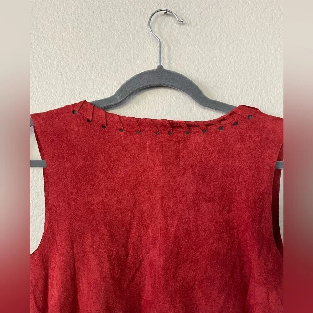 Angie Fringe Woven Western Vest in Red Oxide Womens Size S NWOT